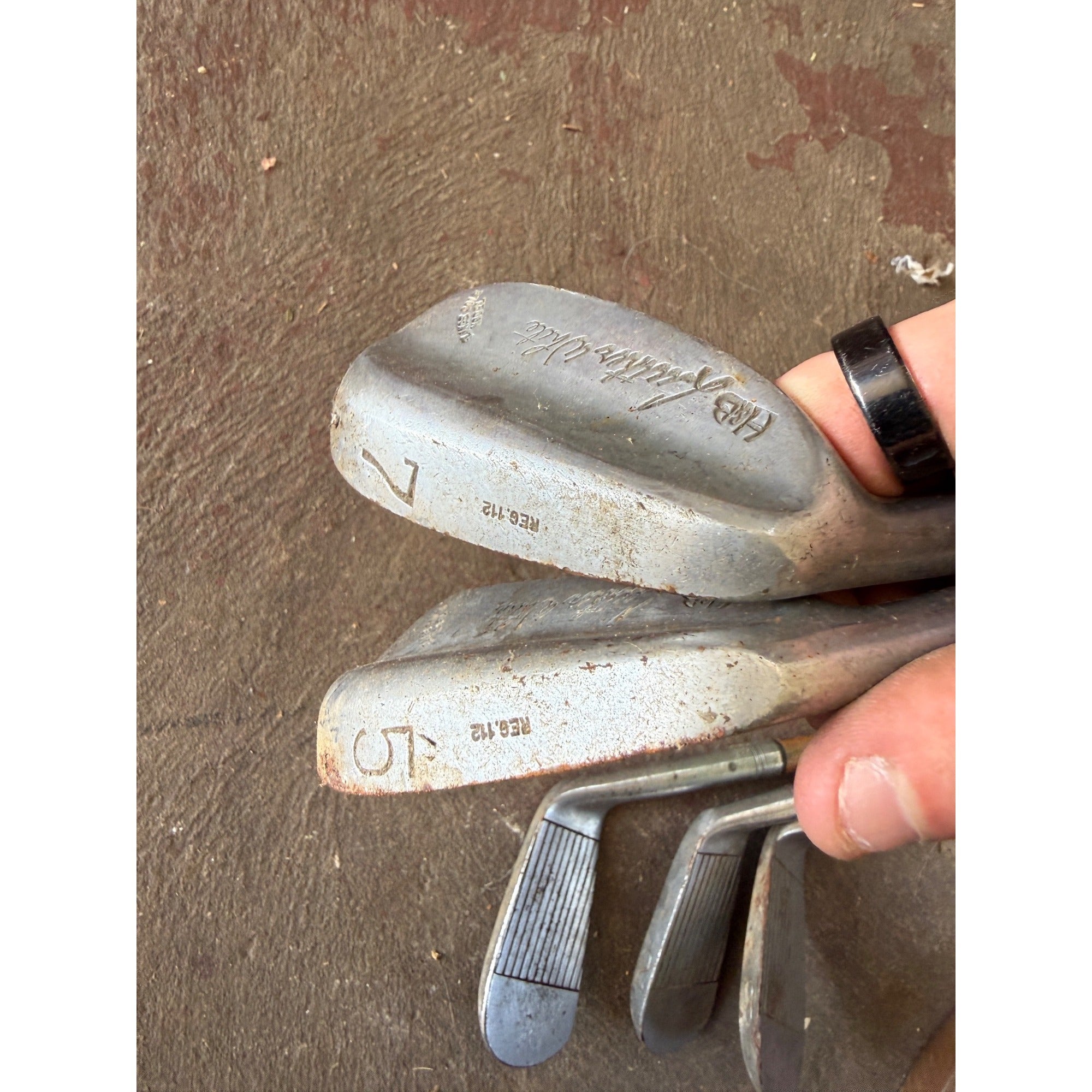 Set 5 Vintage Luther White H&B Wood Shaft Golf Clubs Irons Hickory Era Antique