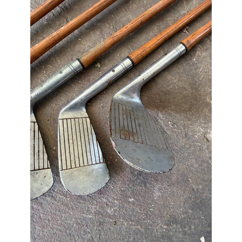 Set 5 Vintage Luther White H&B Wood Shaft Golf Clubs Irons Hickory Era Antique