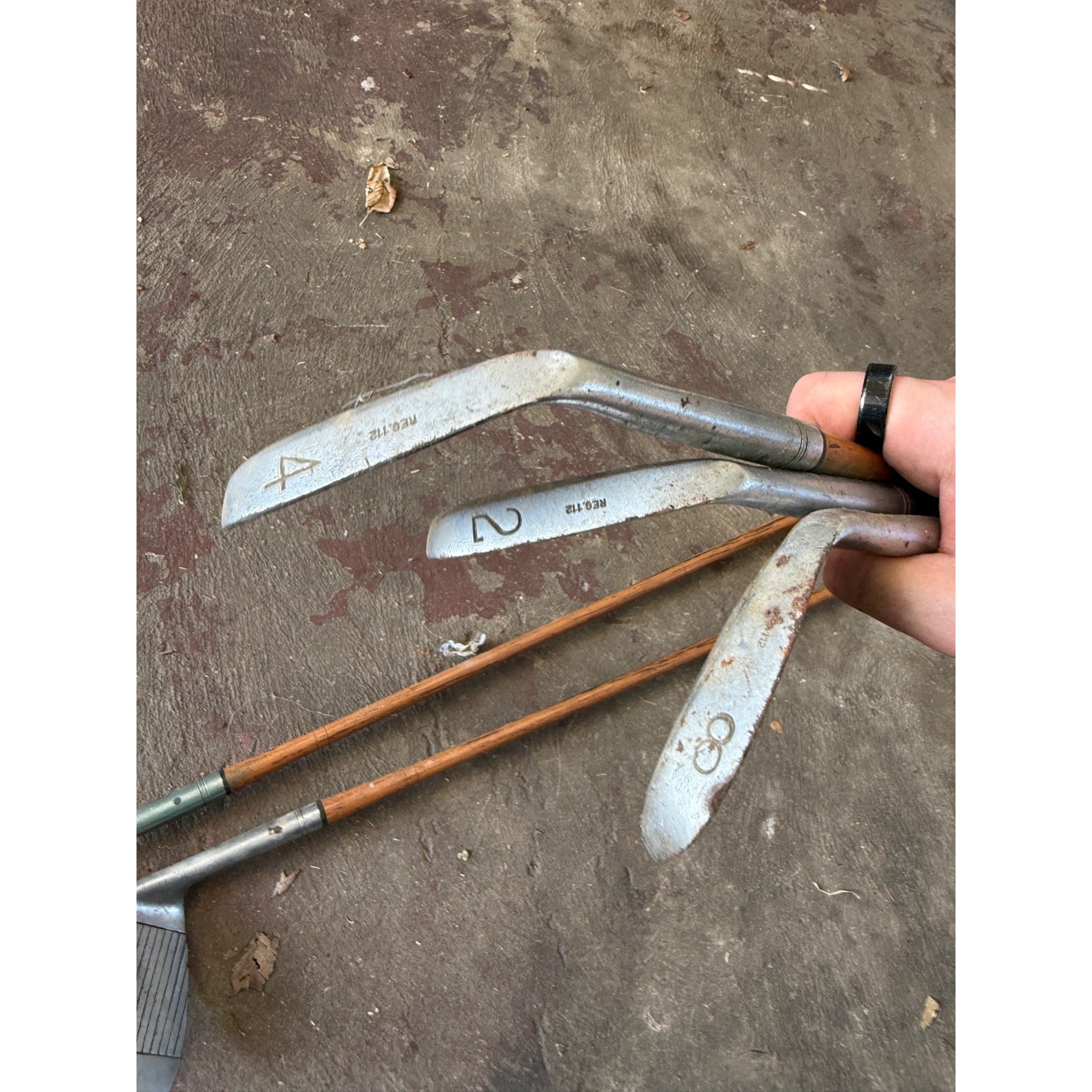 Set 5 Vintage Luther White H&B Wood Shaft Golf Clubs Irons Hickory Era Antique