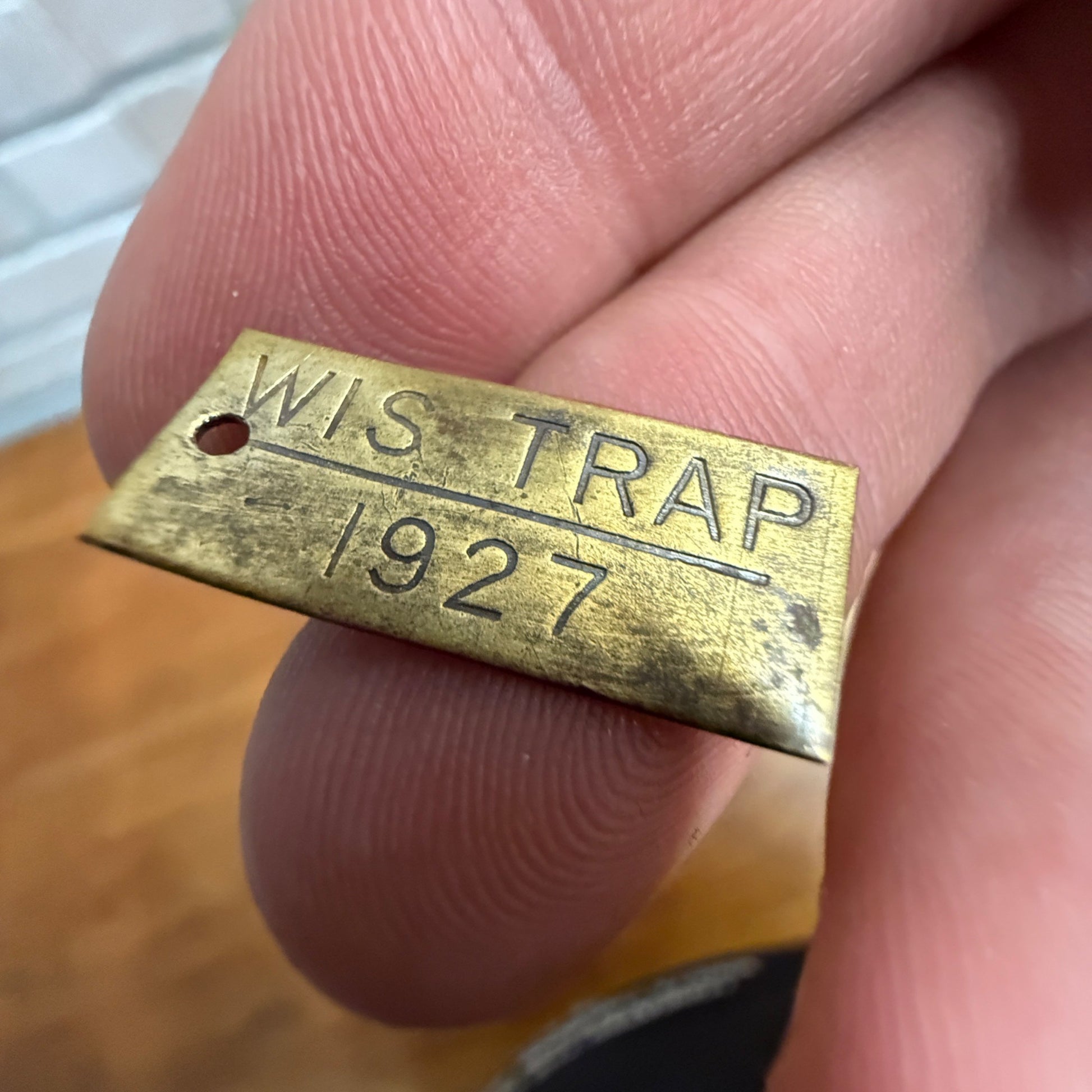 Vintage 1927 Wisconsin Trap Tag Trapping Hunting License