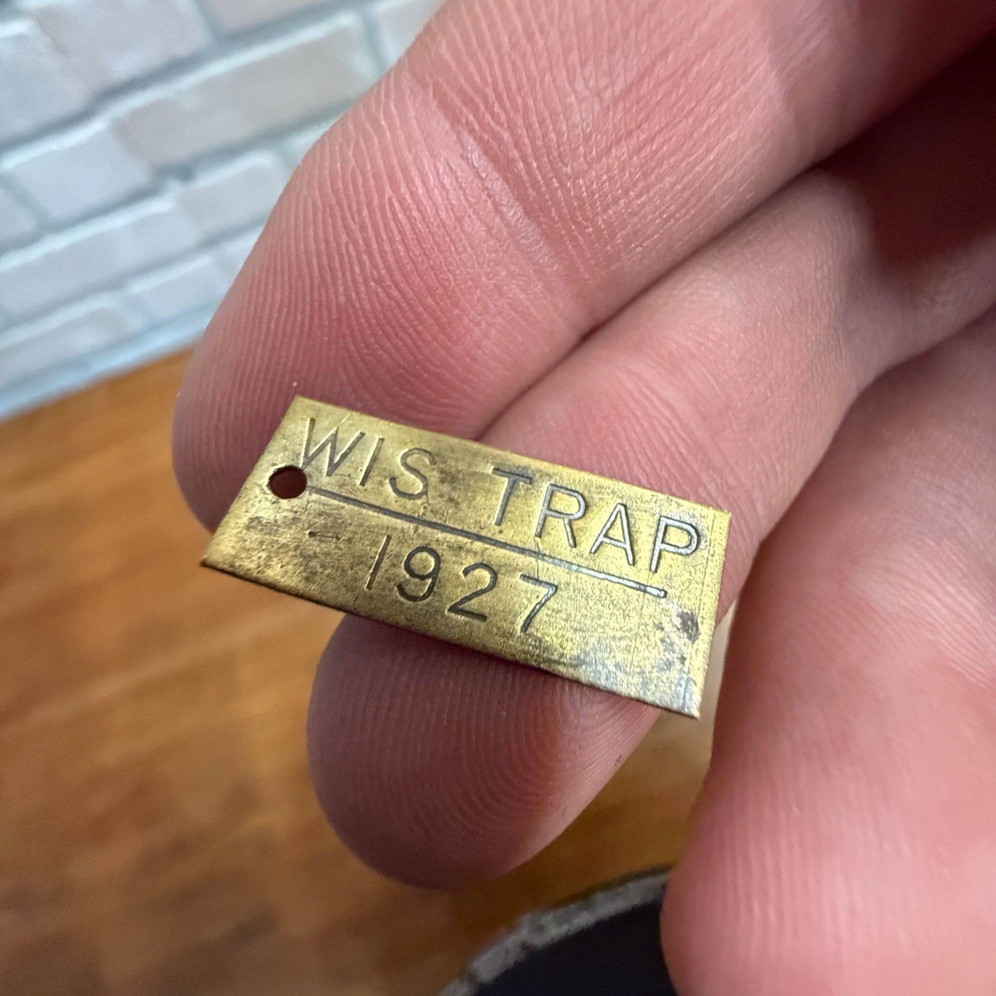 Vintage 1927 Wisconsin Trap Tag Trapping Hunting License