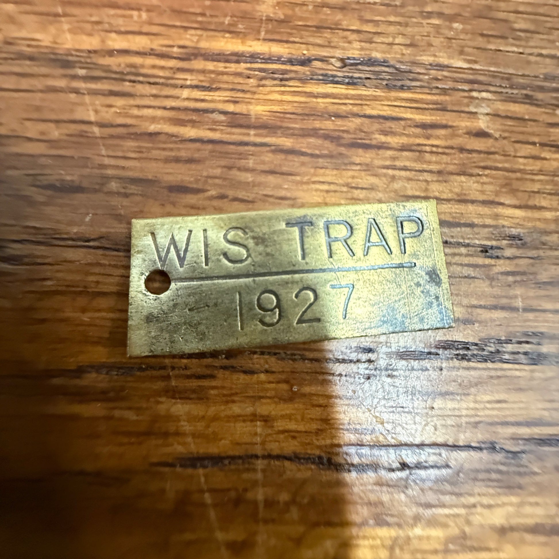 Vintage 1927 Wisconsin Trap Tag Trapping Hunting License