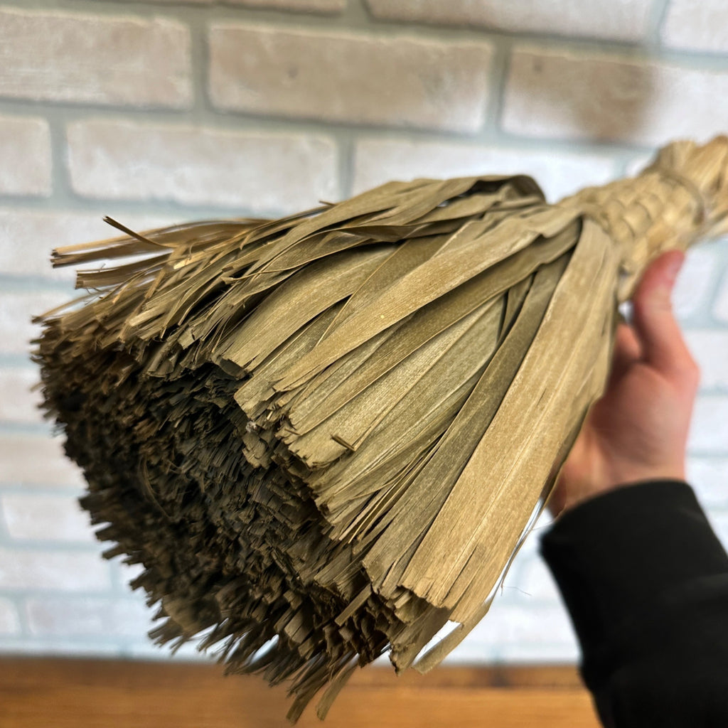 AAFA Antique Primitive 19th c. Woven Corn Husk? Brush Whisk Broom Americana Farm