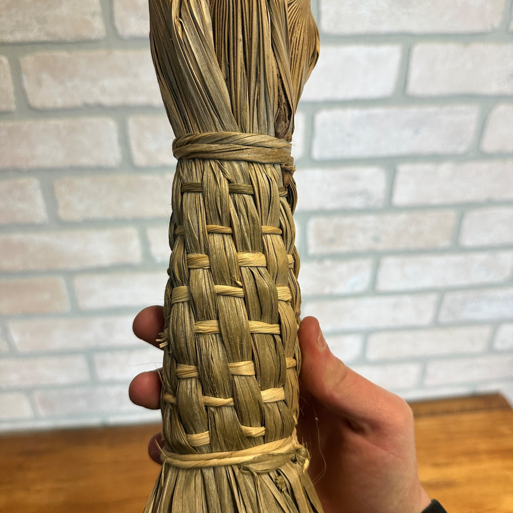 AAFA Antique Primitive 19th c. Woven Corn Husk? Brush Whisk Broom Americana Farm
