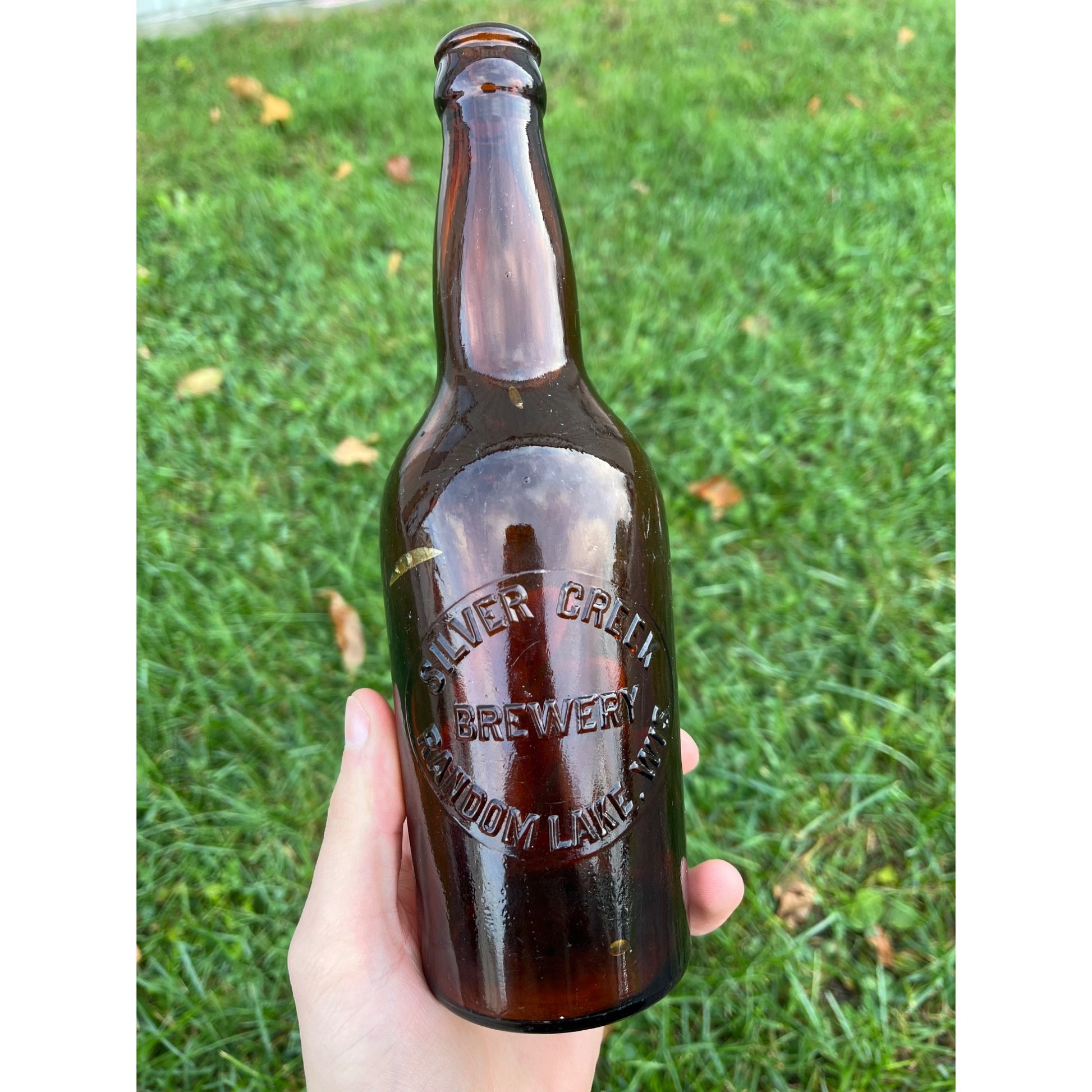 Vintage Silver Creek Brewery Pre-Prohibition Amber Beer Bottle Random Lake Wis