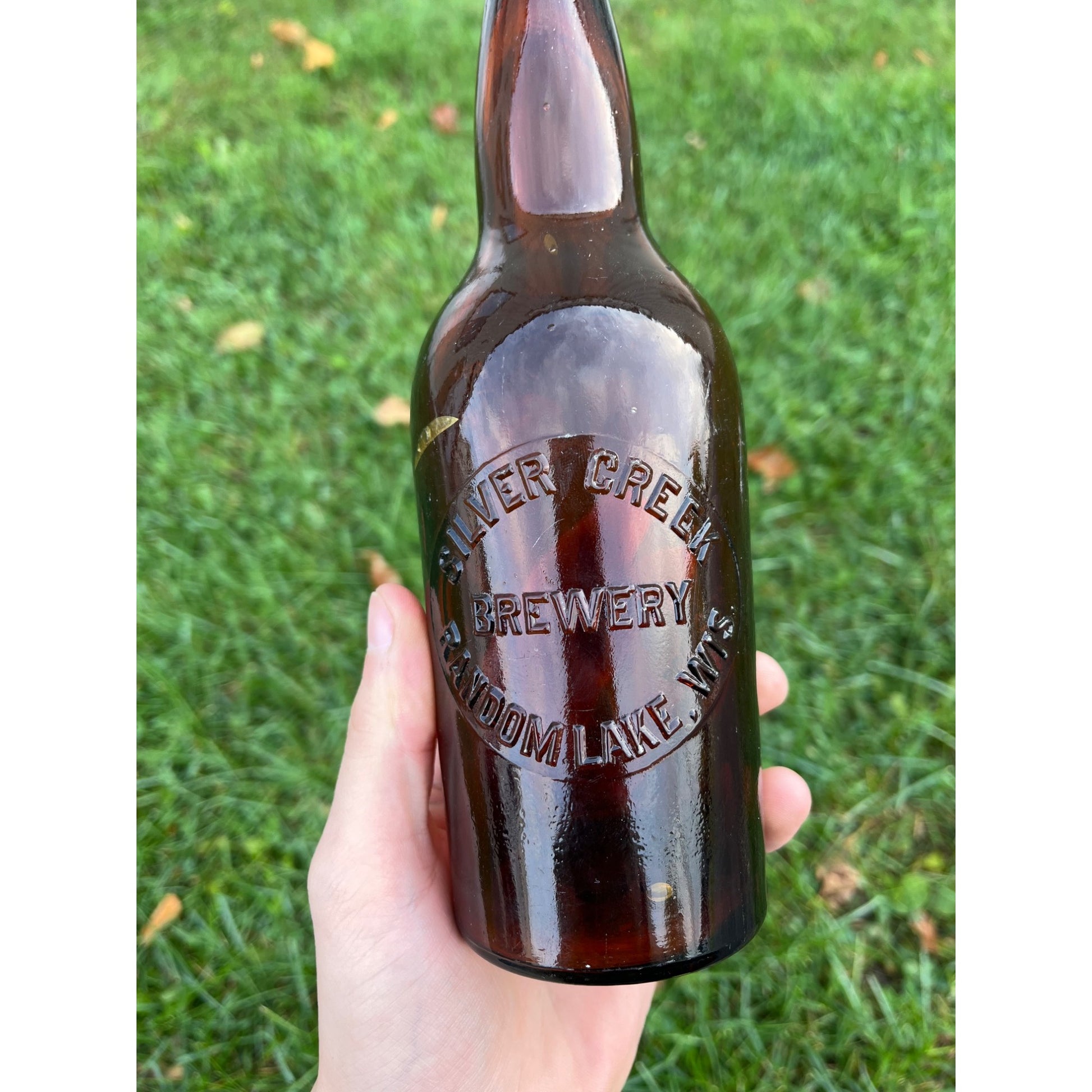 Vintage Silver Creek Brewery Pre-Prohibition Amber Beer Bottle Random Lake Wis