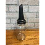 Vintage The Master Glass Oil Jar With Original Metal Pour Spout MFG Co. Litchfield, Illinois 1926