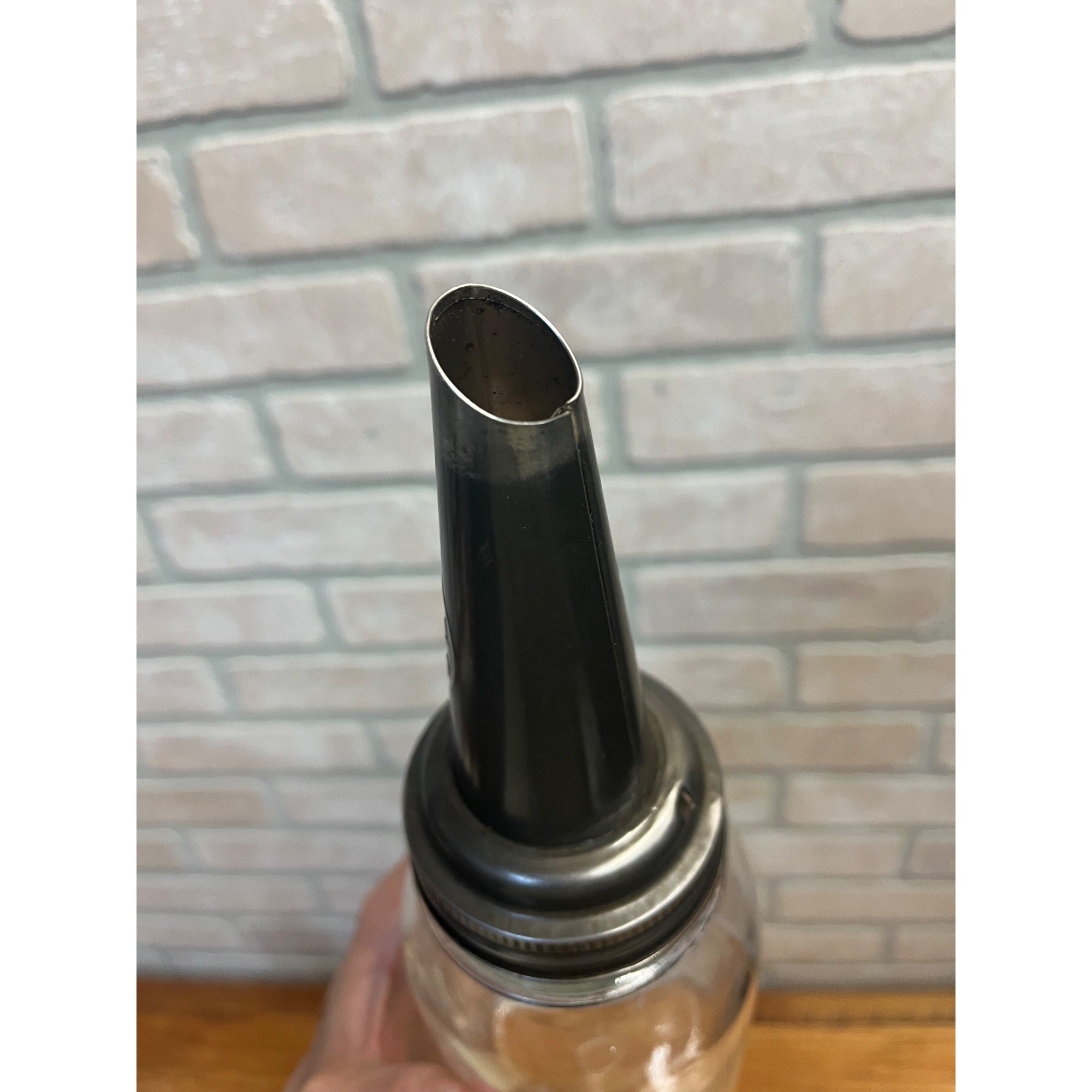 Vintage The Master Glass Oil Jar With Original Metal Pour Spout MFG Co. Litchfield, Illinois 1926