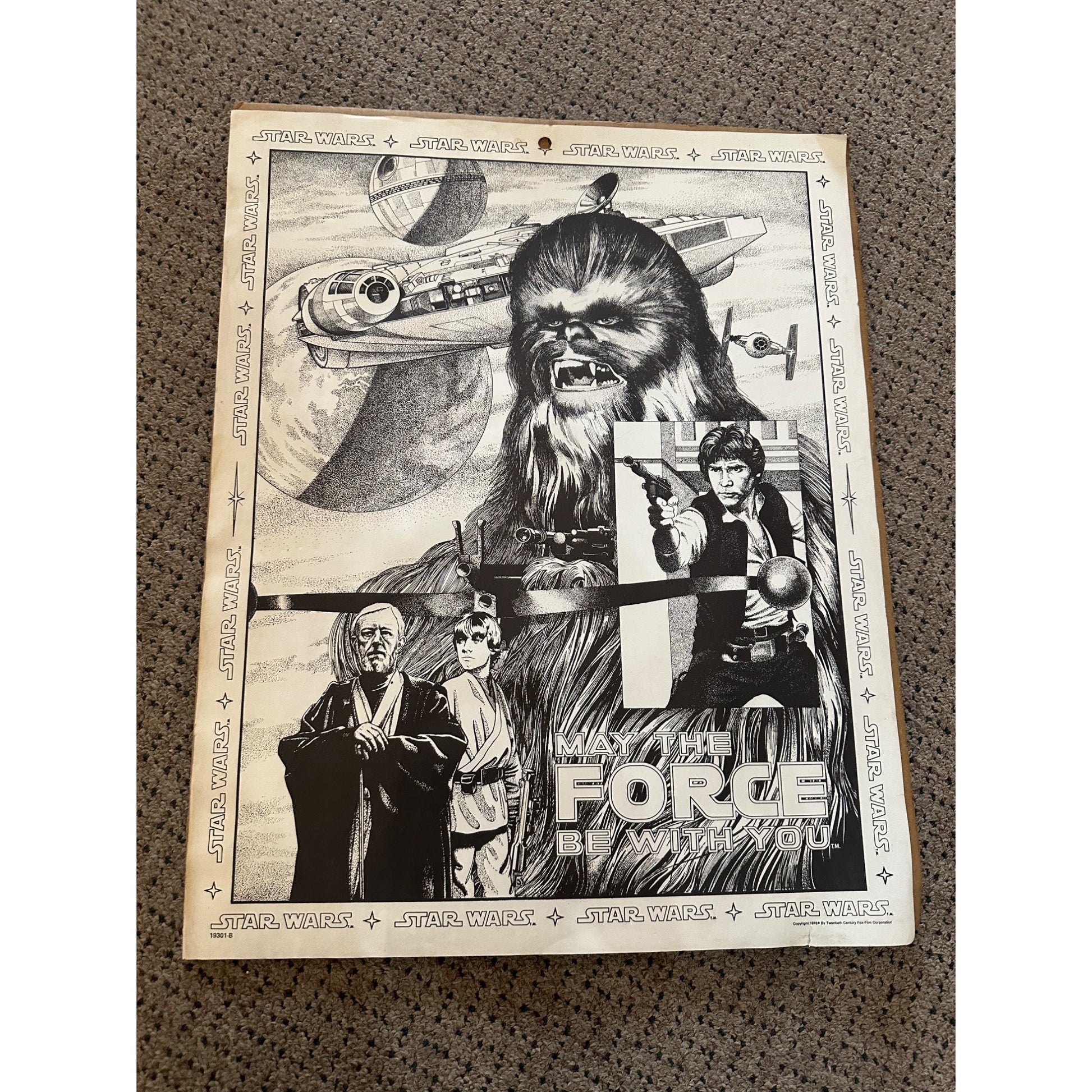 Vintage 1978 Star Wars Craft Master Art Poster Set Chewbacca Vader w/ Original Markers