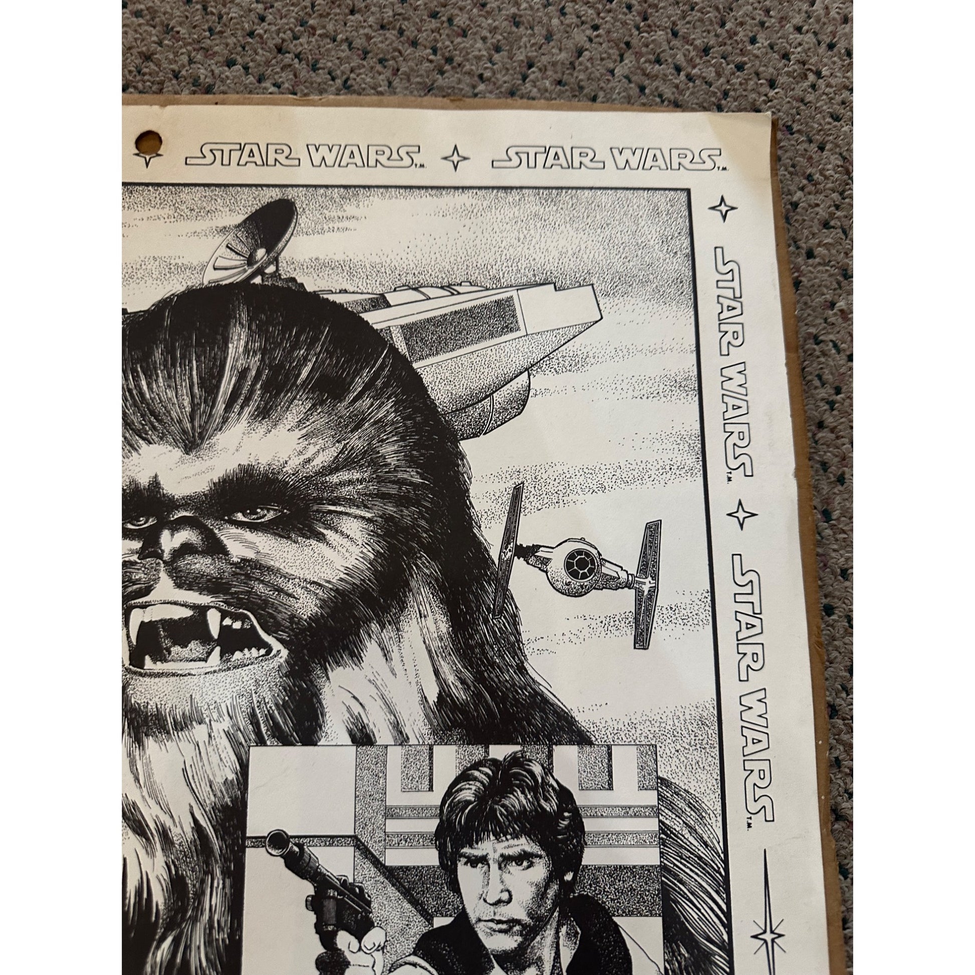 Vintage 1978 Star Wars Craft Master Art Poster Set Chewbacca Vader w/ Original Markers