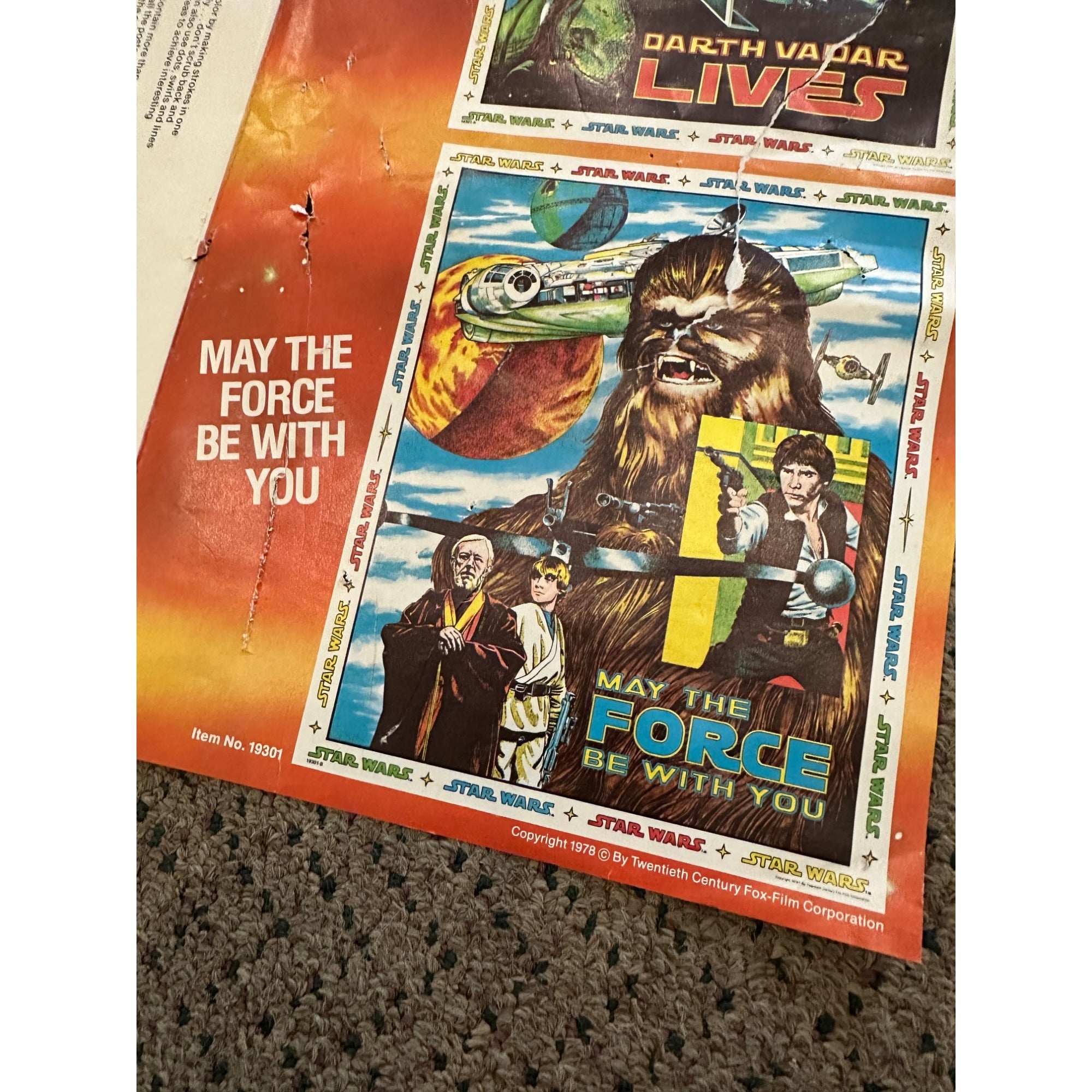 Vintage 1978 Star Wars Craft Master Art Poster Set Chewbacca Vader w/ Original Markers