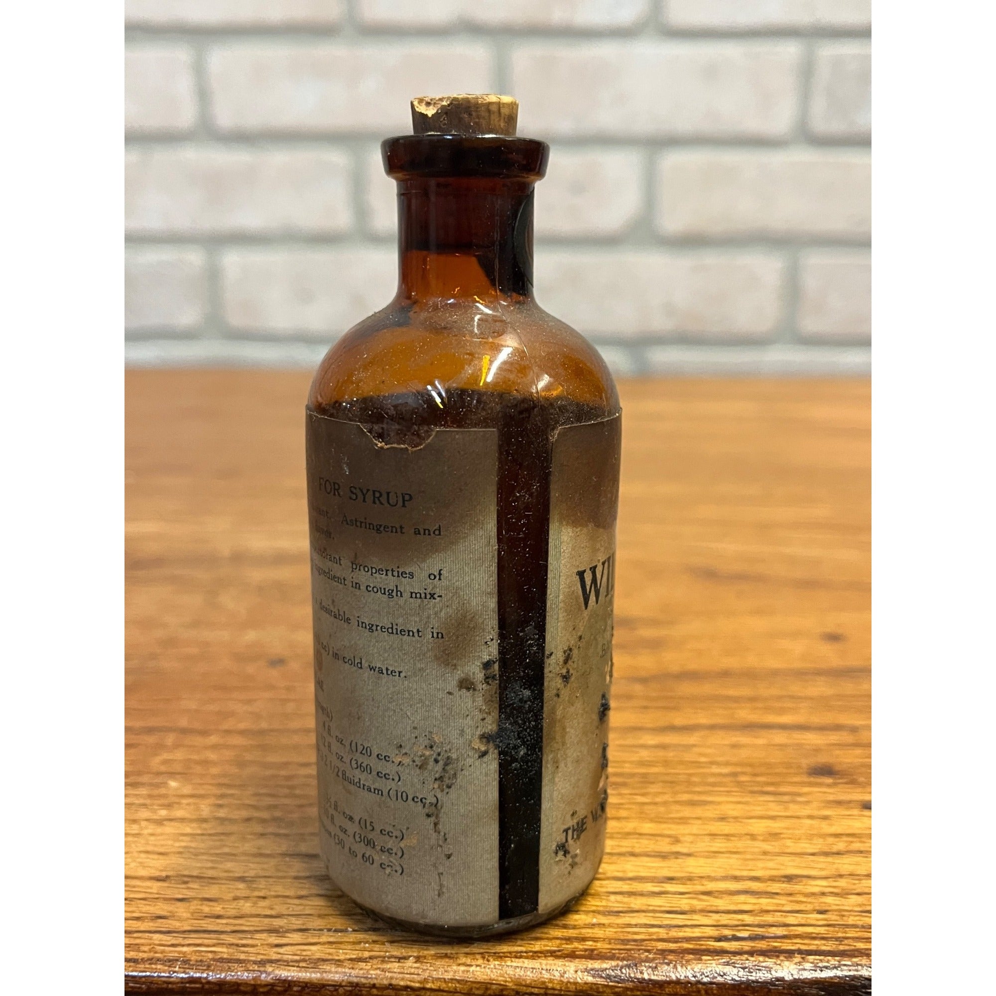 Medicine Amber Bottle Pharmacy Bottle FLUID WILD CHERRY Merrill