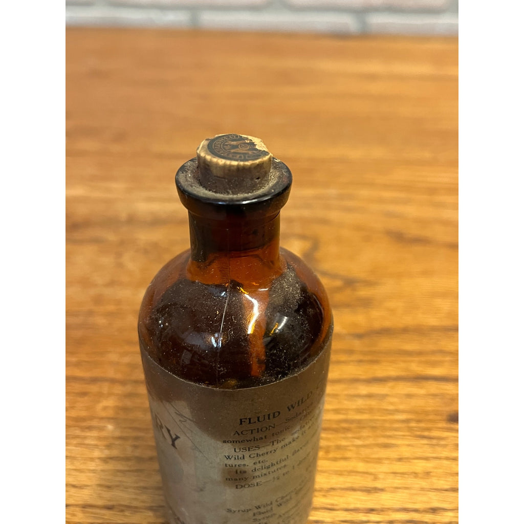 Medicine Amber Bottle Pharmacy Bottle FLUID WILD CHERRY Merrill