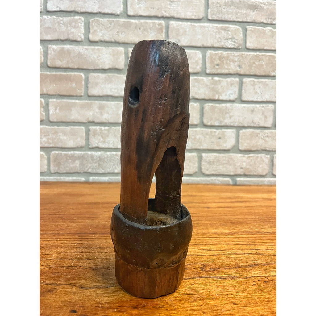 Rare Antique Primitive Well Water Hand Pump Wooden Check Valve Farm Wood Leather