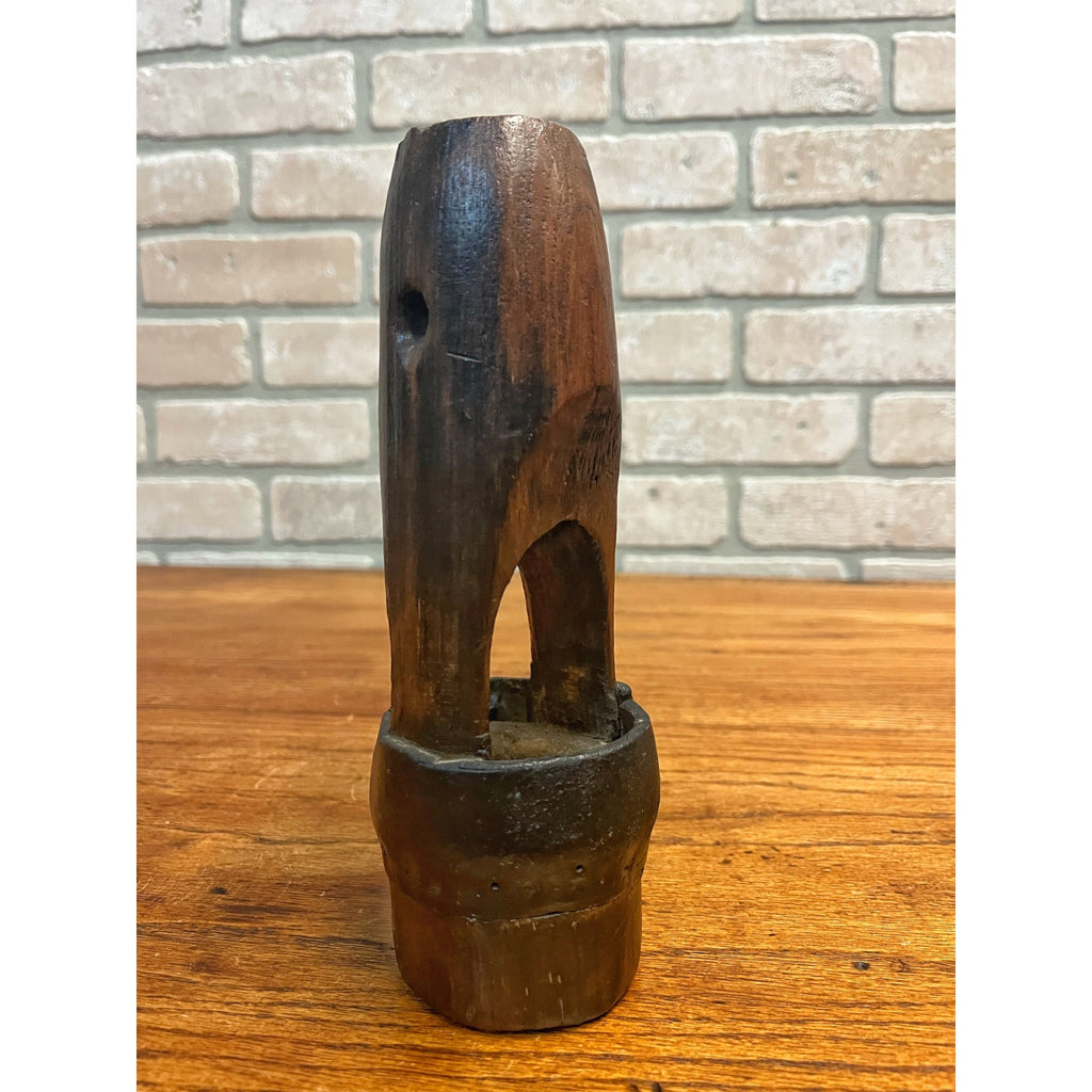 Rare Antique Primitive Well Water Hand Pump Wooden Check Valve Farm Wood Leather