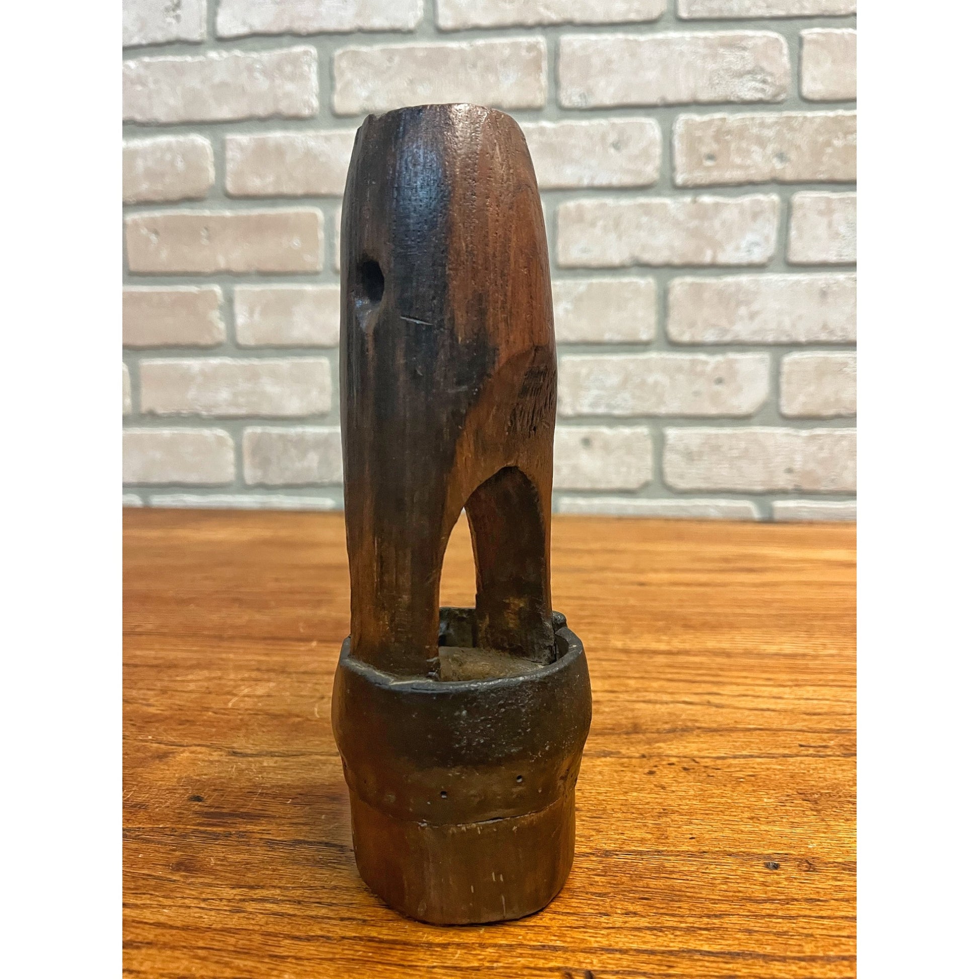 Rare Antique Primitive Well Water Hand Pump Wooden Check Valve Farm Wood Leather