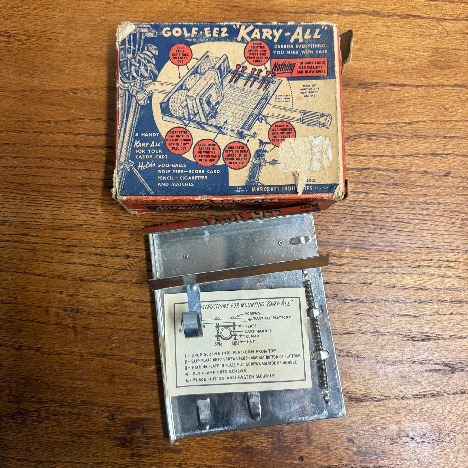 Vintage 1930s Golf Caddy Cart "Kary-All Golf-Eez" Marcraft w/ Box