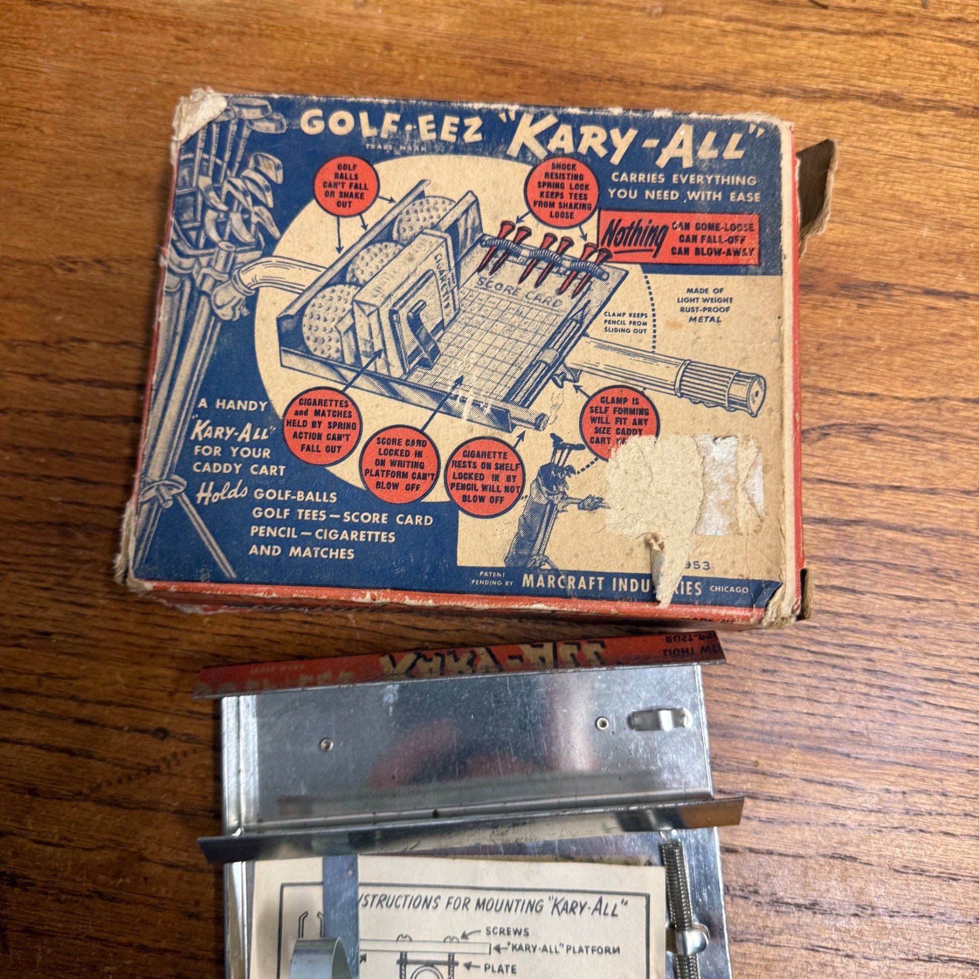 Vintage 1930s Golf Caddy Cart "Kary-All Golf-Eez" Marcraft w/ Box