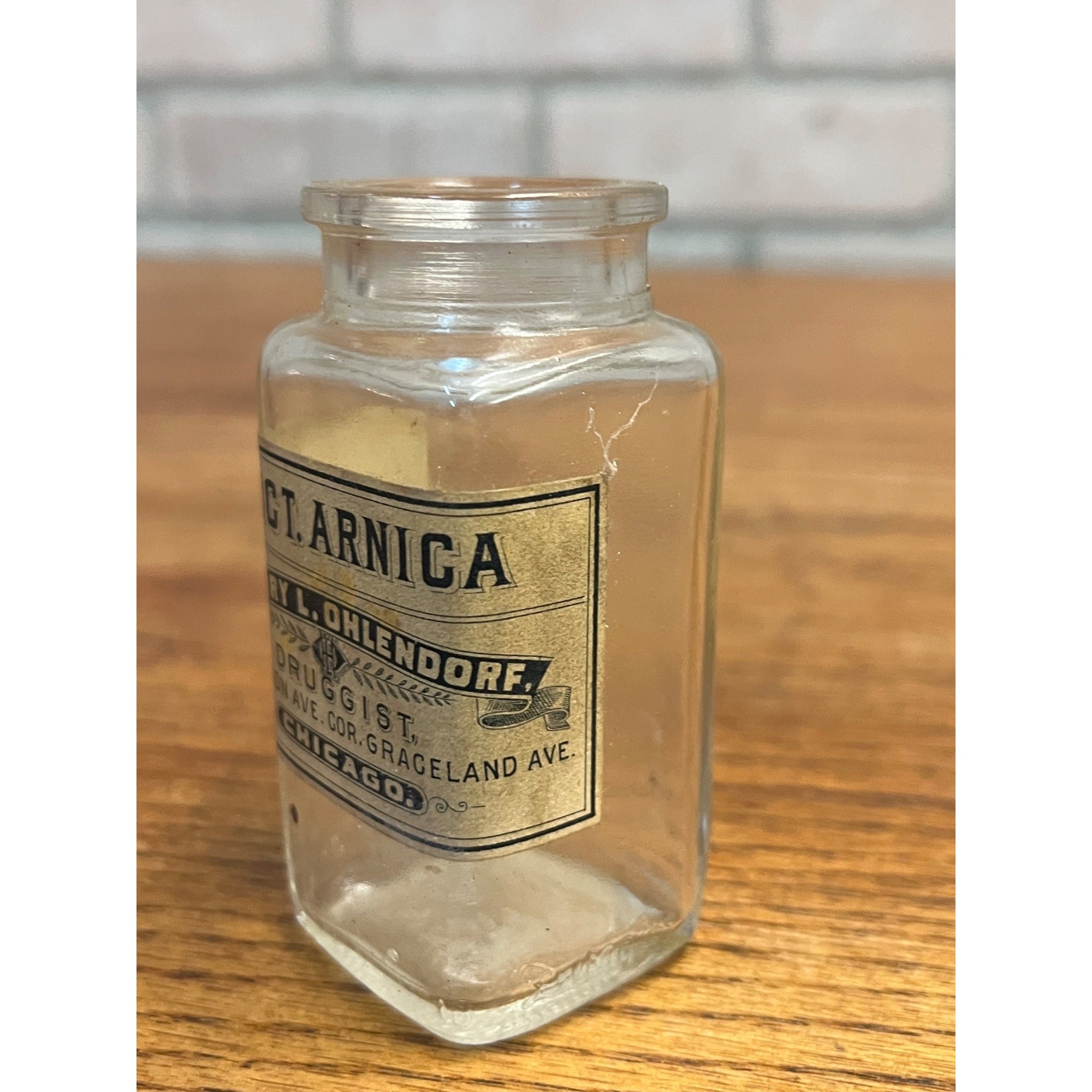 Vintage Tinct. Arnica Henry Ohlendorf Druggist Chicago Glass Medicine Bottle