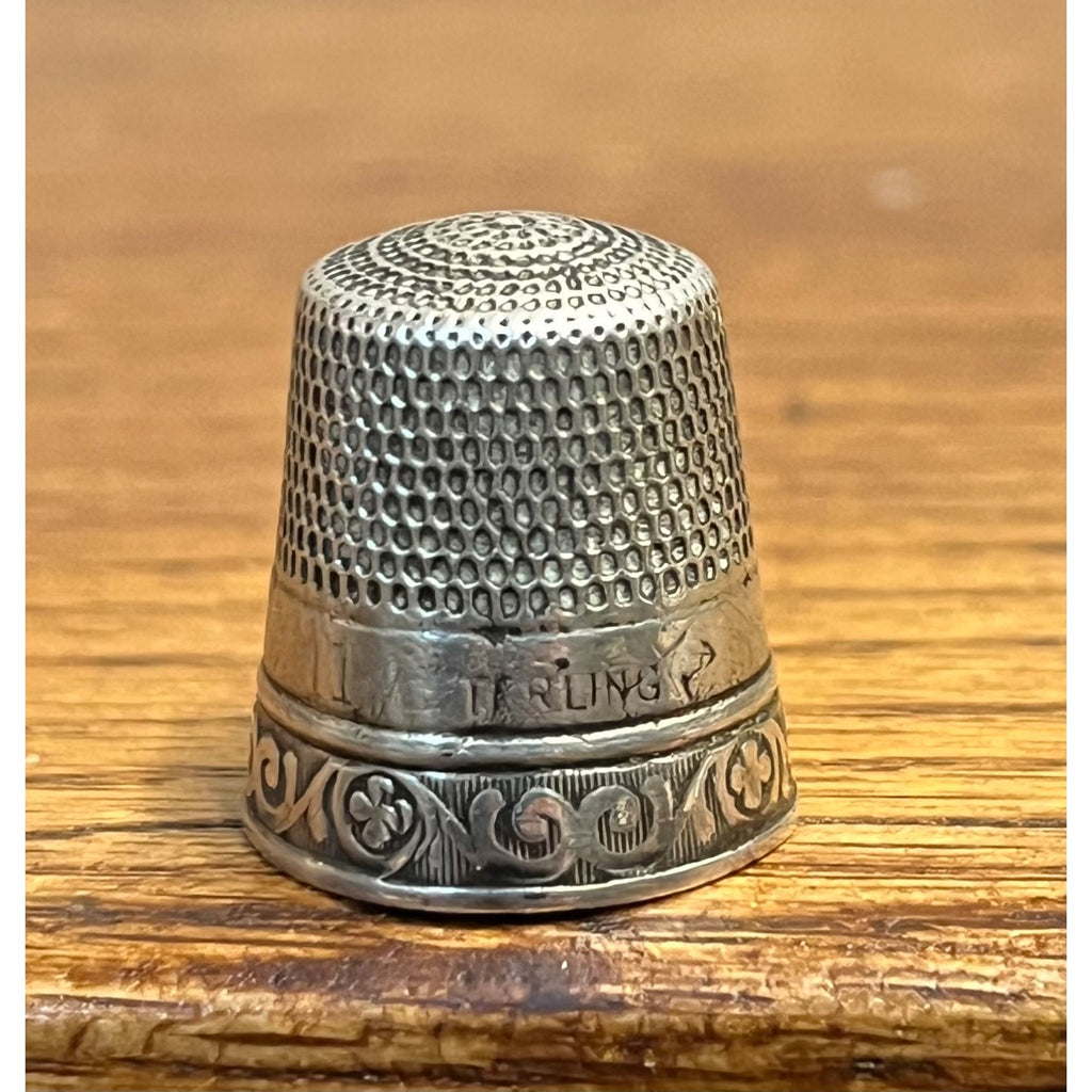 Antique Victorian Sterling Silver Thimble w/ Ornate Scrollwork