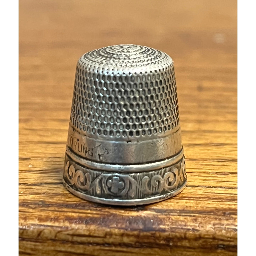 Antique Victorian Sterling Silver Thimble w/ Ornate Scrollwork