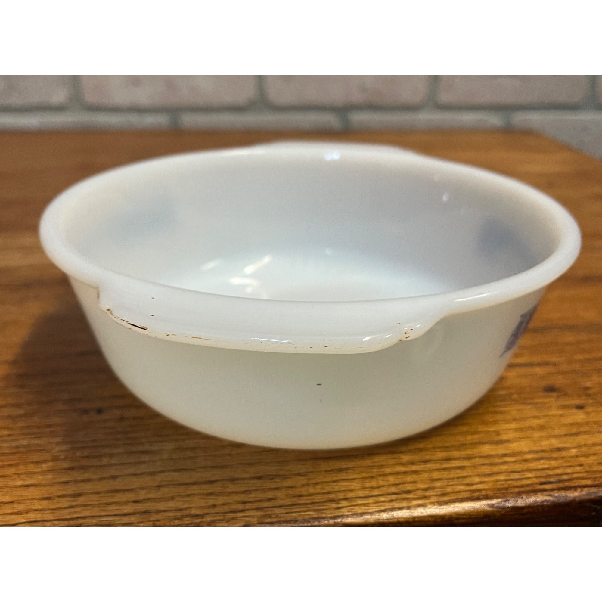 Vintage Currier & Ives Round Baking Dish Winter Ice Skating Scene Glasbake USA Milk Glass Ovenware Casserole