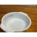 Vintage Currier & Ives Round Baking Dish Winter Ice Skating Scene Glasbake USA Milk Glass Ovenware Casserole