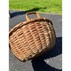 Antique Primitive 1800s Oak Splint Produce Farm Gathering Basket Farmhouse AFFA