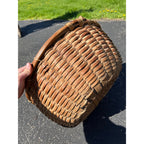 Antique Primitive 1800s Oak Splint Produce Farm Gathering Basket Farmhouse AFFA