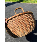 Antique Primitive 1800s Oak Splint Produce Farm Gathering Basket Farmhouse AFFA