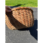 Antique Primitive 1800s Oak Splint Produce Farm Gathering Basket Farmhouse AFFA