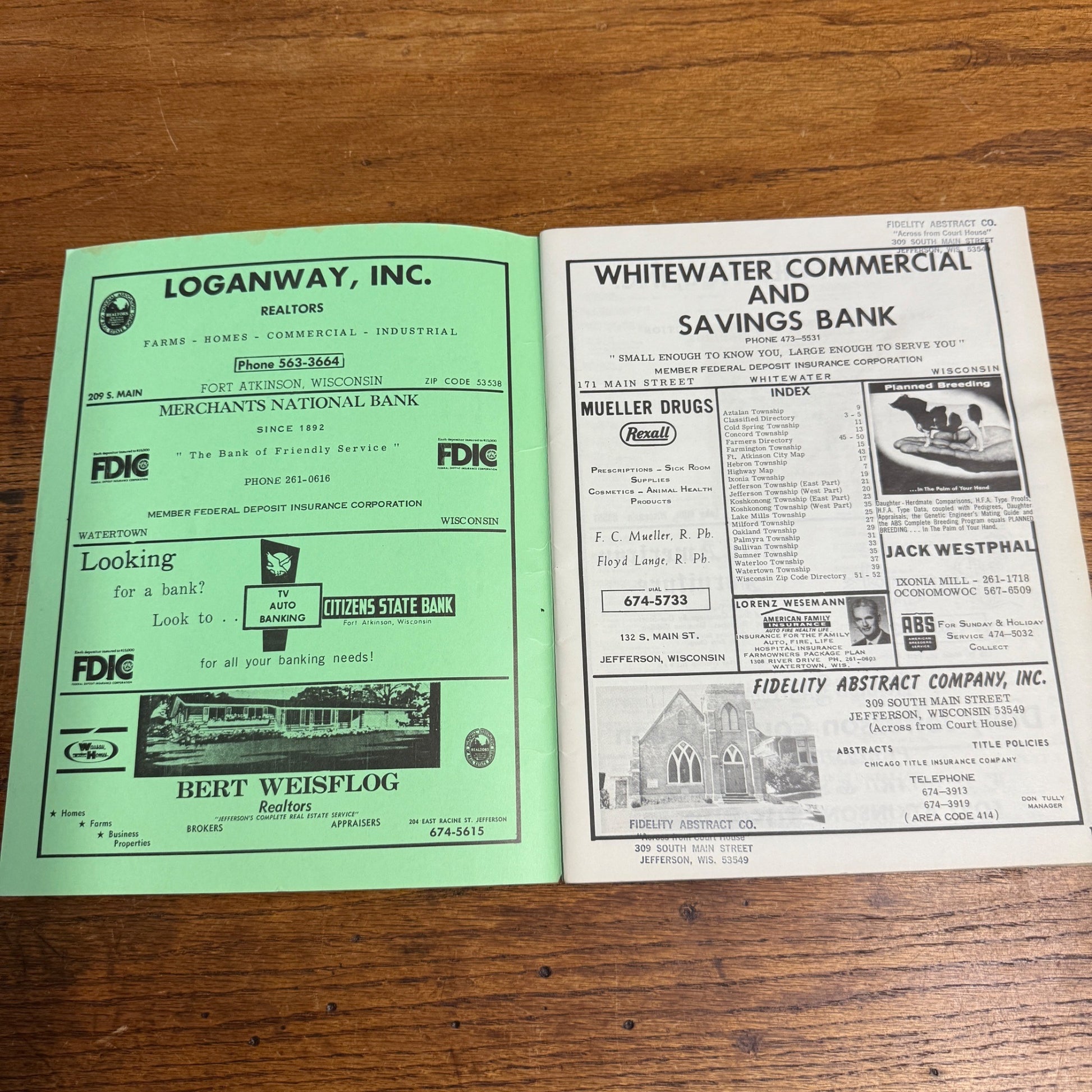 Vintage Jefferson County Wisconsin Official Farm Plat Book and Directory