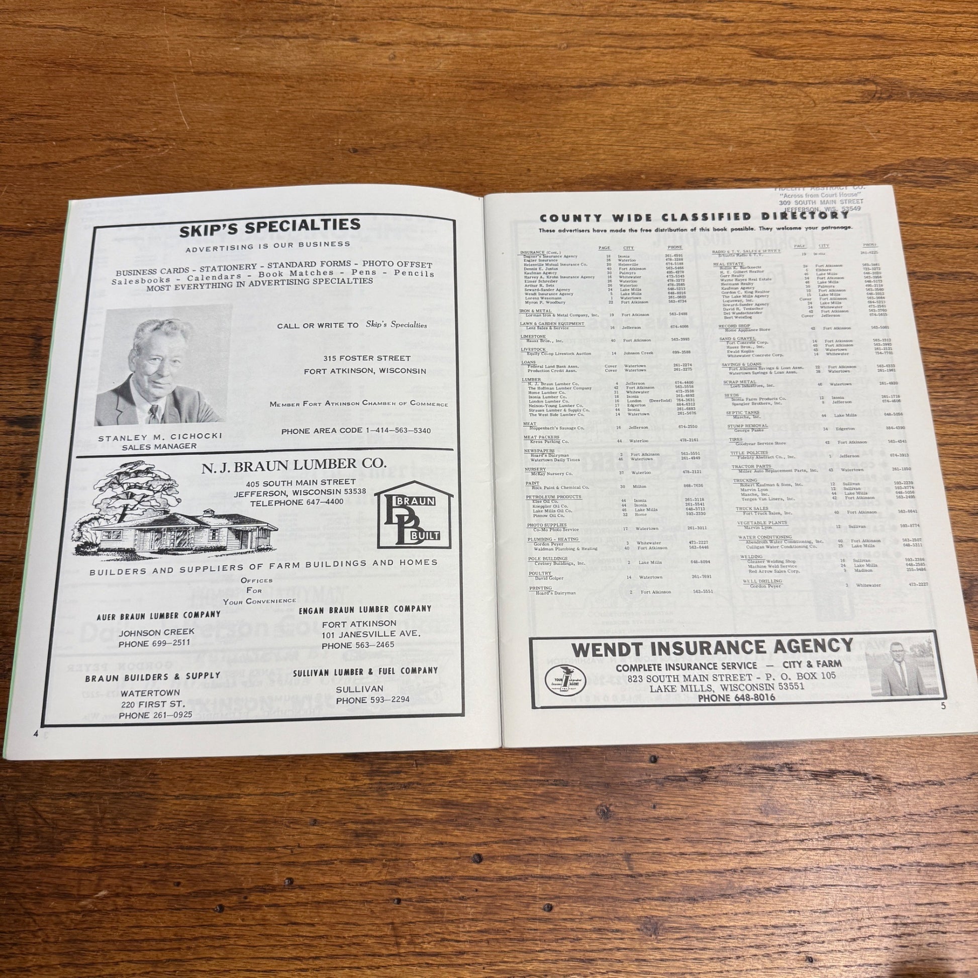Vintage Jefferson County Wisconsin Official Farm Plat Book and Directory