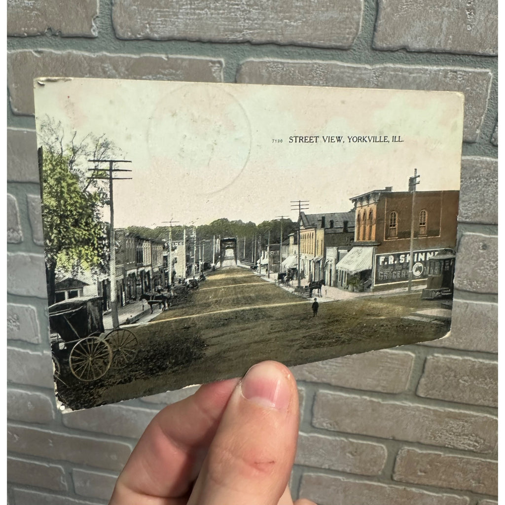 Vintage Street View Yorkville ILL. Illinois 1908 Postcard
