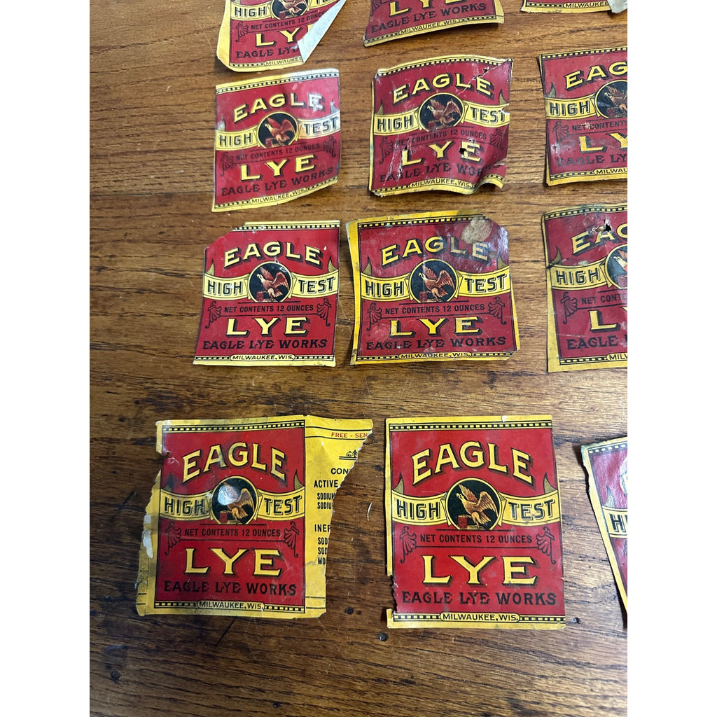 Vintage Early 1900s Eagle Lye Works 12oz Bottle Labels Milwaukee Wisconsin WI