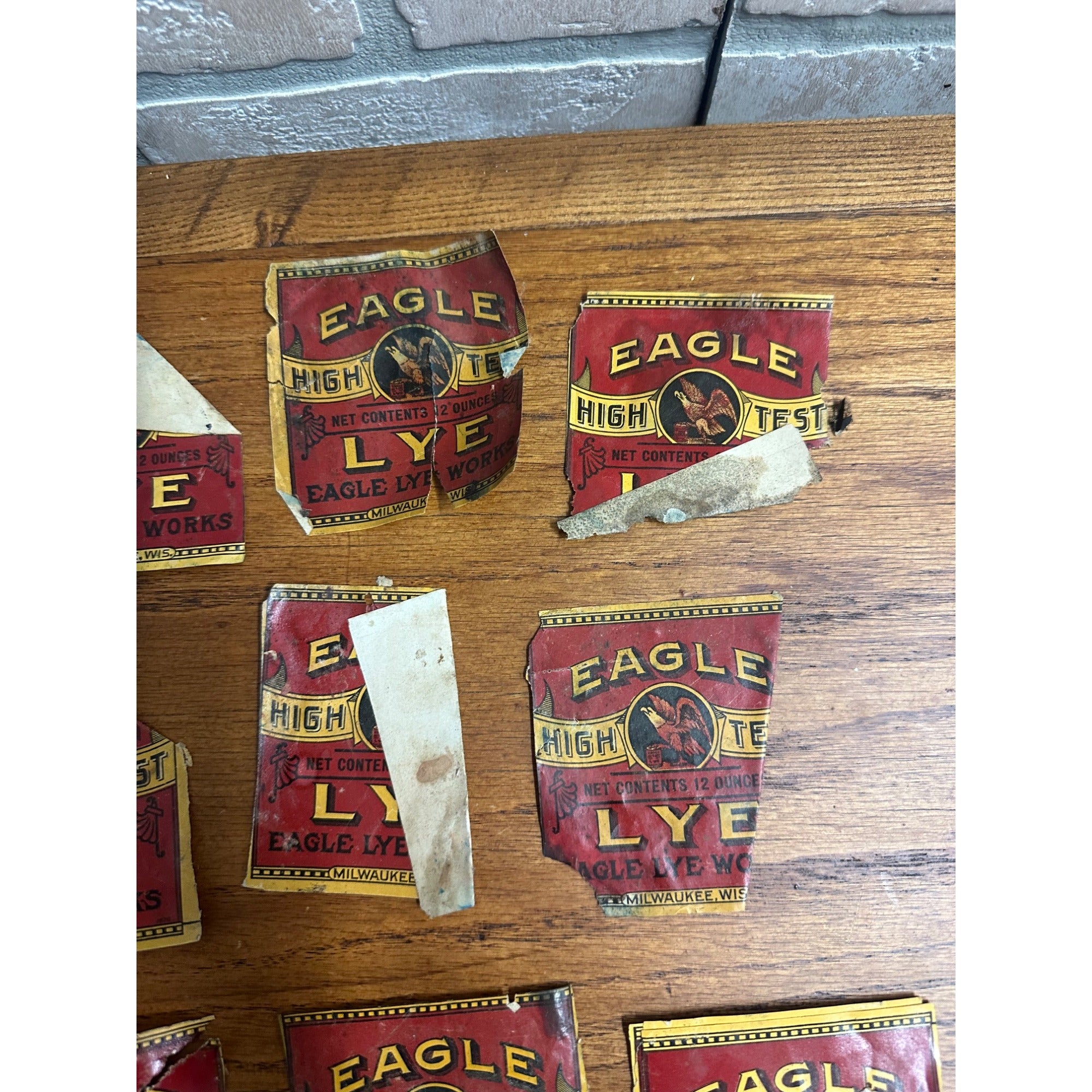 Vintage Early 1900s Eagle Lye Works 12oz Bottle Labels Milwaukee Wisconsin WI