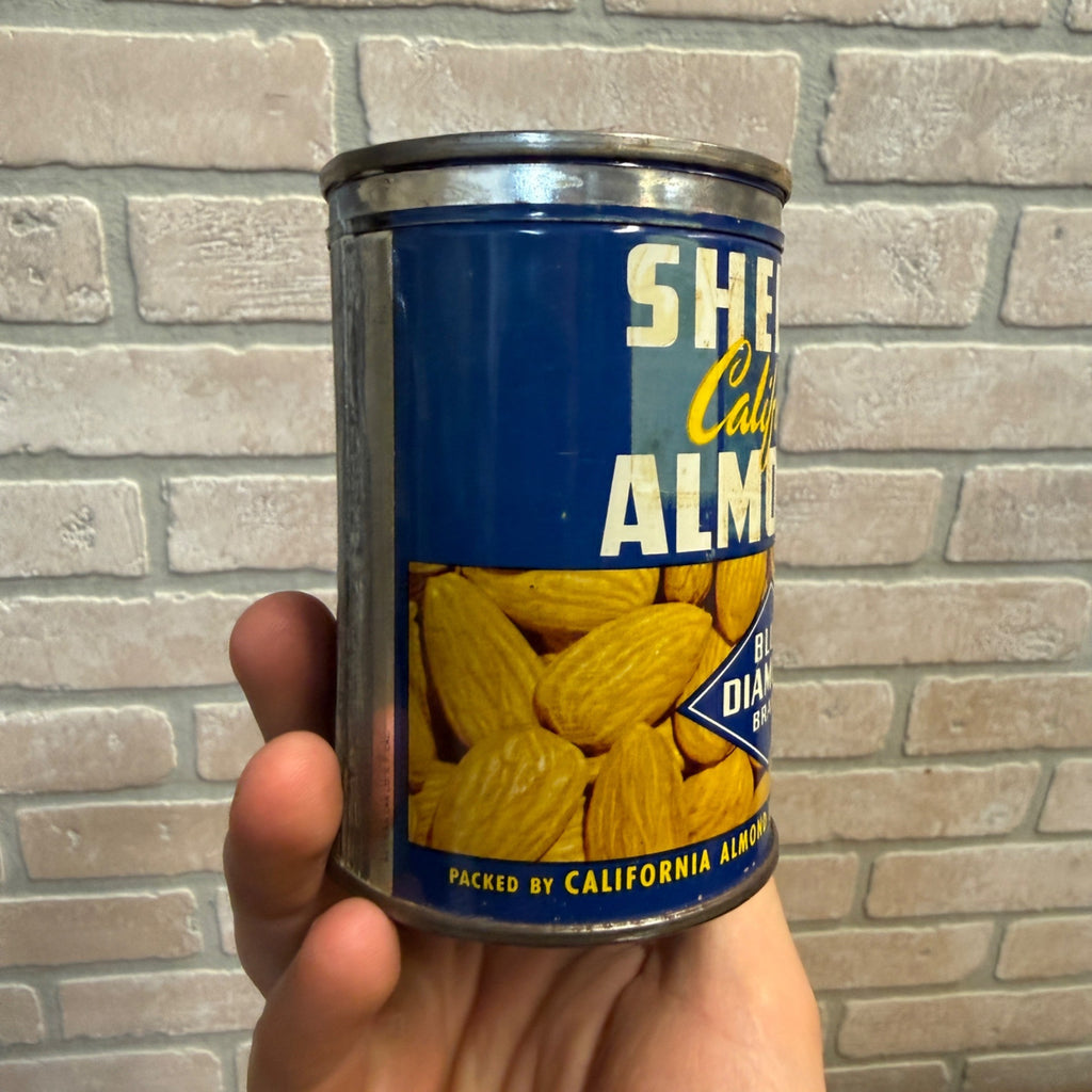Vintage Blue Diamond Shelled California Almonds, Sacramento CA, Nut, Peanut Tin