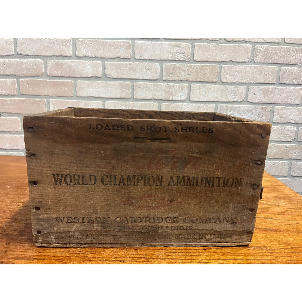 Vintage Western Cartridge Company World Champion Loaded Shot Shells/Ammunition Wooden Crate East Alton, Illinois USA