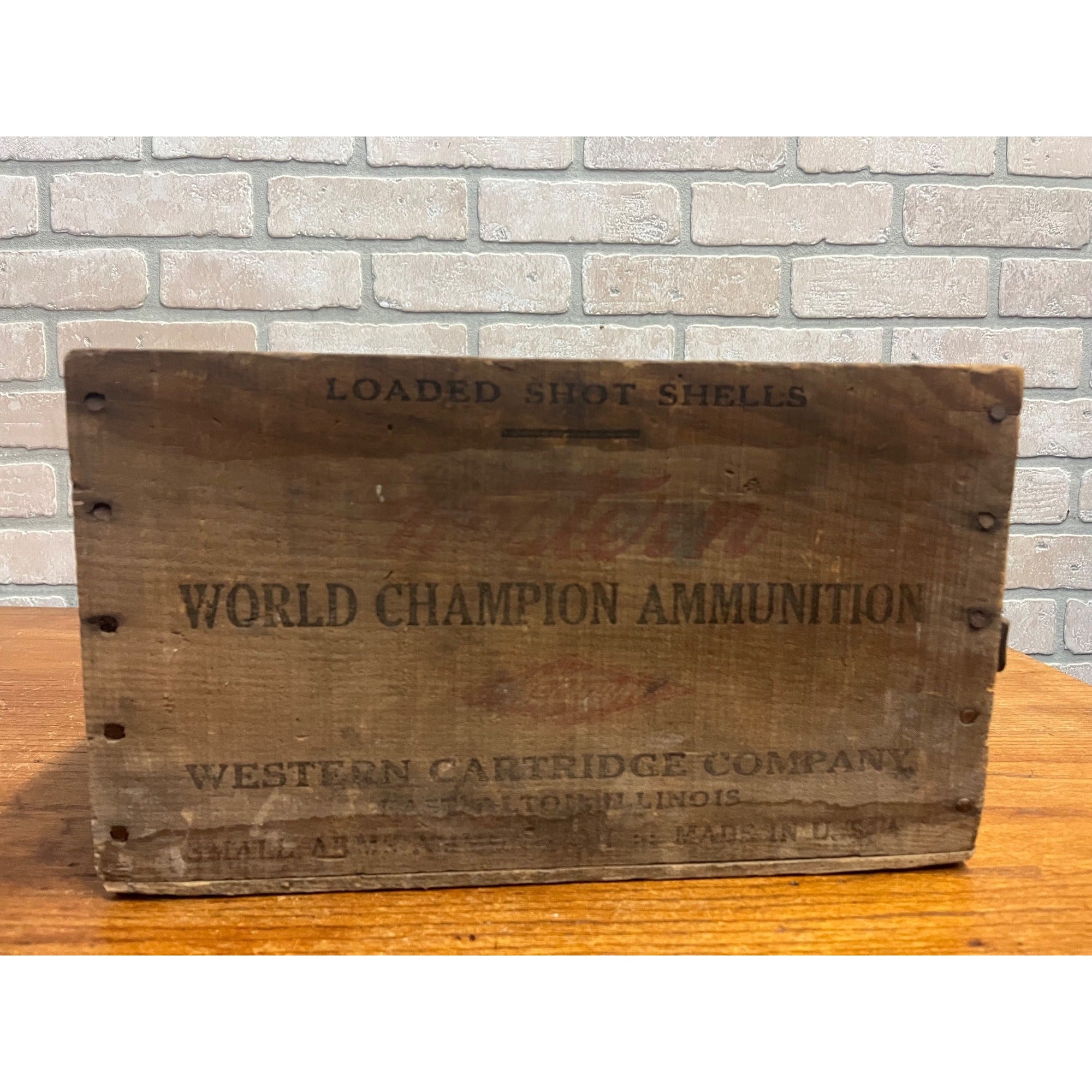 Vintage Western Cartridge Company World Champion Loaded Shot Shells/Ammunition Wooden Crate East Alton, Illinois USA