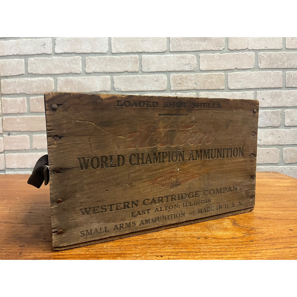 Vintage Western Cartridge Company World Champion Loaded Shot Shells/Ammunition Wooden Crate East Alton, Illinois USA