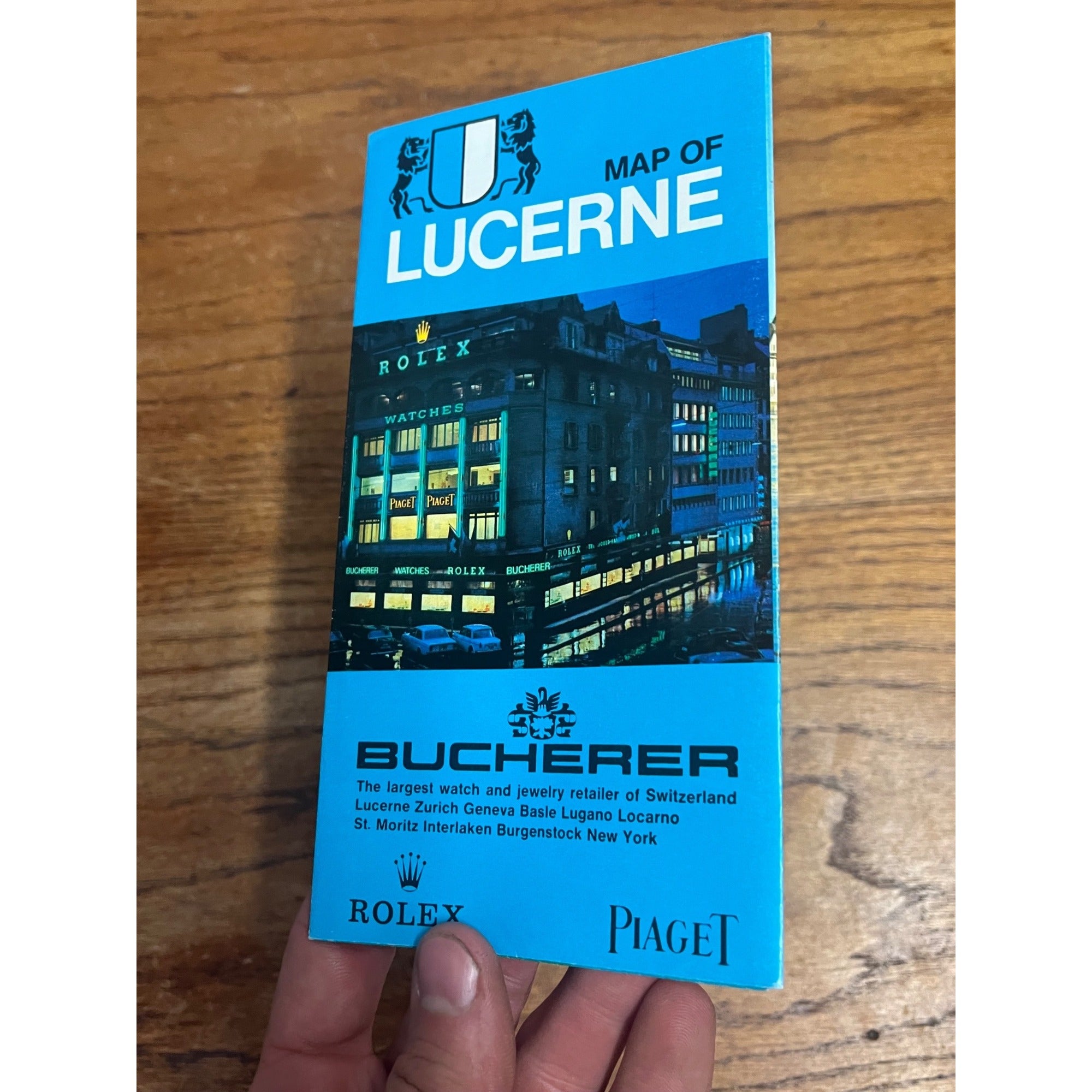 Vintage 1960s Map of Lucerne Rolex Bucherer Tourist Travel Brochure Souvenir