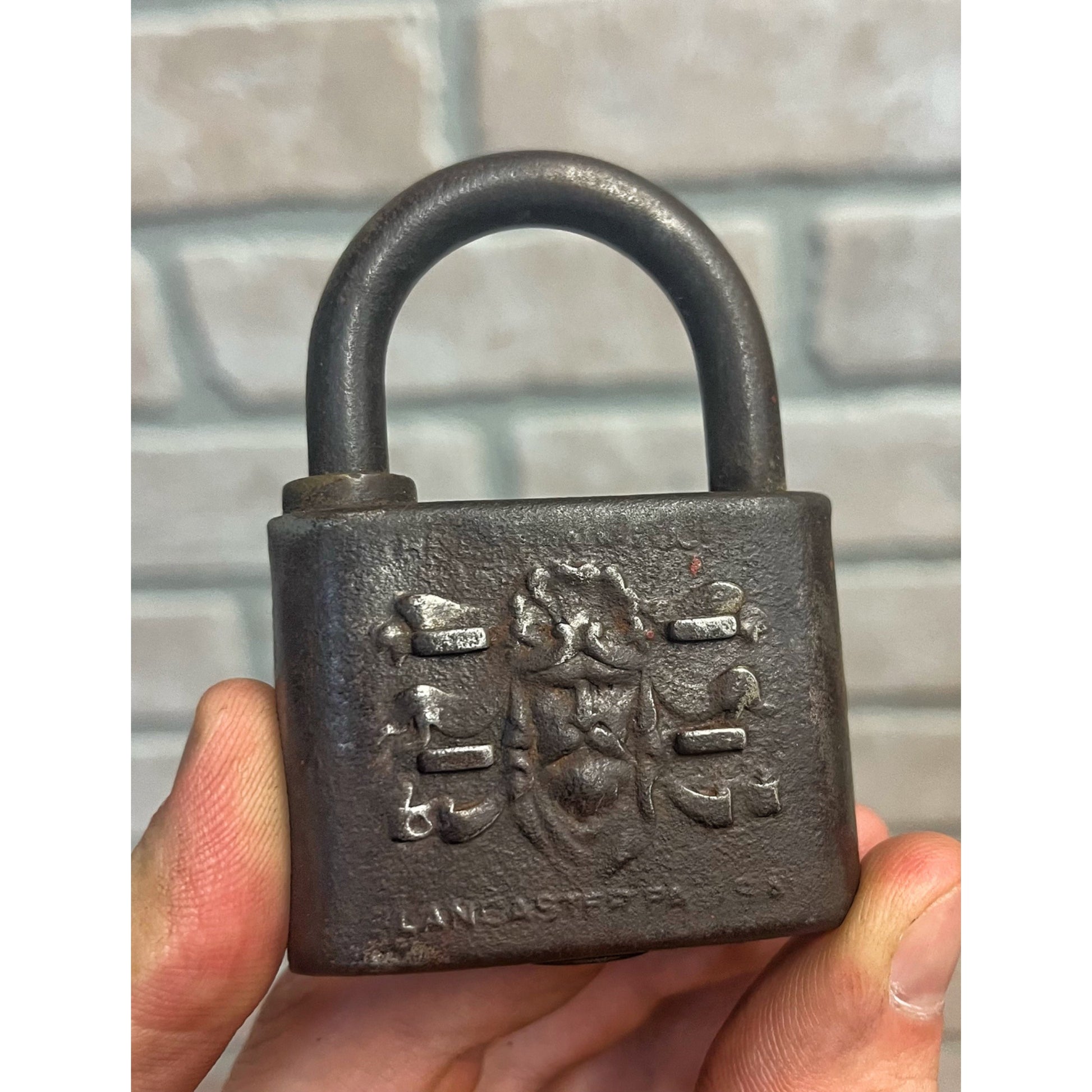 Vintage Antique E.T. Fraim Lancaster PA Viking Warrior Padlock No Key Lock