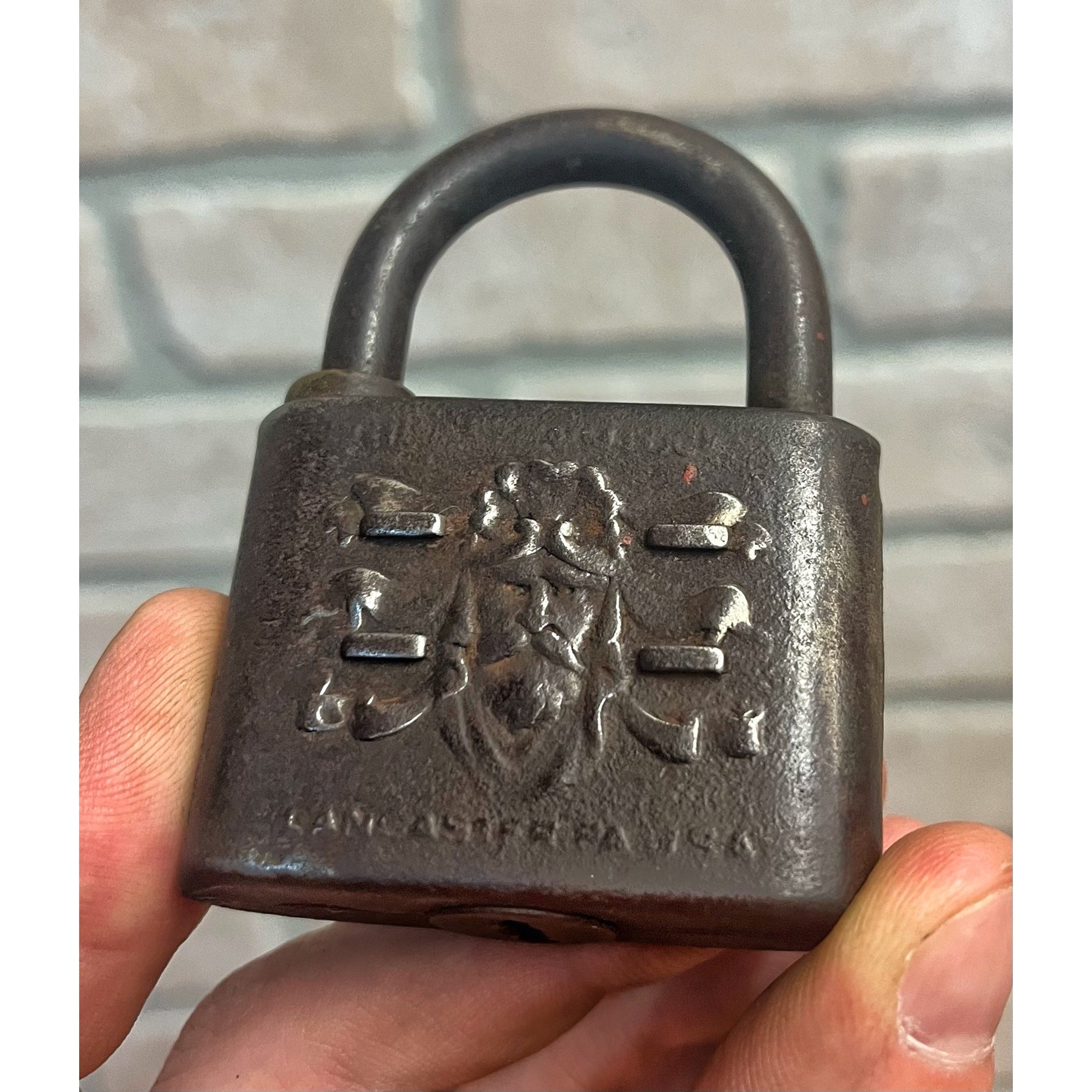 Vintage Antique E.T. Fraim Lancaster PA Viking Warrior Padlock No Key Lock