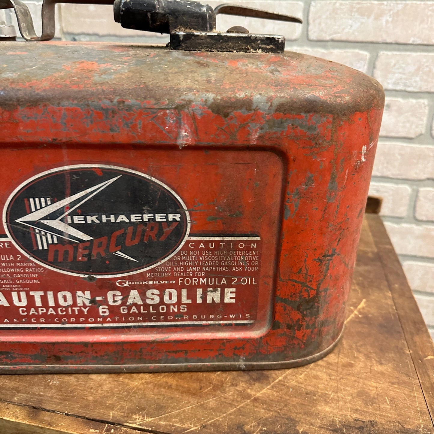 Vtg Kiekhaefer Mercury 3 1/4 Gallon Steel Gas Tank Can Outboard Engine Boat