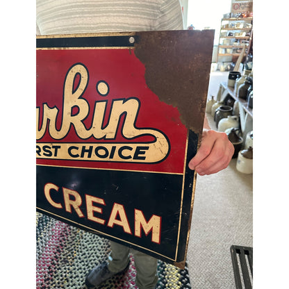 Vintage 1930s Parkin Ice Cream Advertising Double-Sided Sign Marshfield Wis