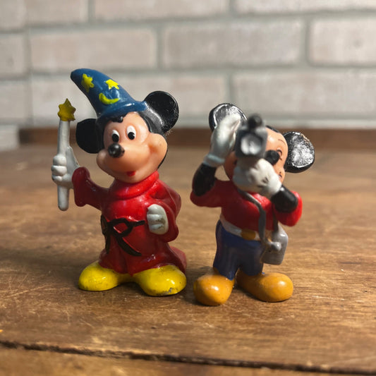 Vintage Mickey Mouse Applause Tourist PVC Figure + Fantasia Sorcerer 2" Toys