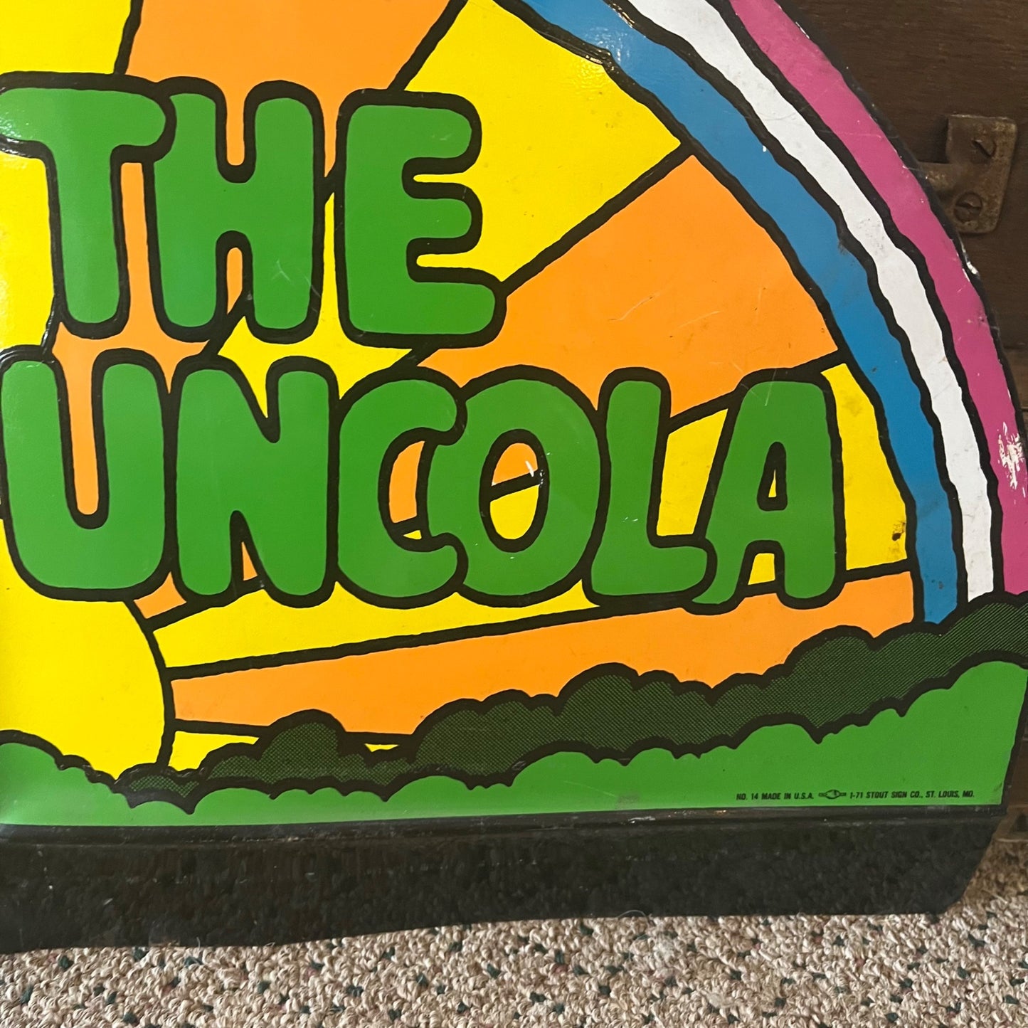 Vintage 7UP Seven-Up 1971 “The Uncola” Flange Advertising Sign Peter Max