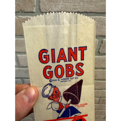 VINTAGE 1935 GIANT GOBS CANDY BAG VORTEX CUP NEW UNUSED SAILOR CARTOON CHICAGO