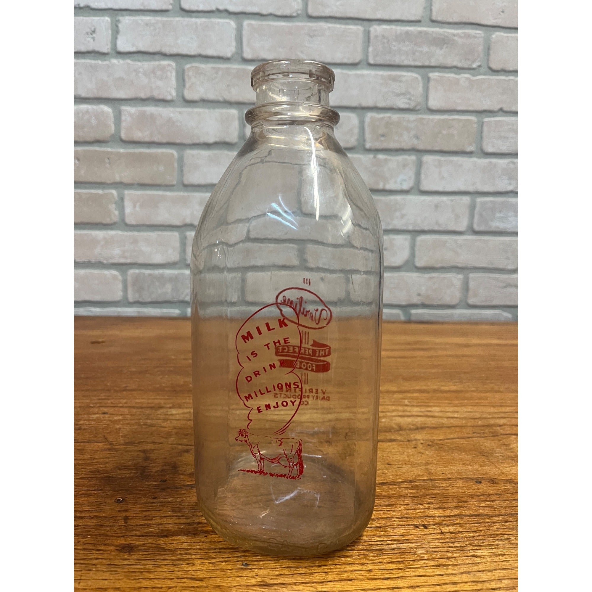 RARE Vintage Verifine Dairy Glass Milk Bottle - Half Gallon - Wisconsin ACL