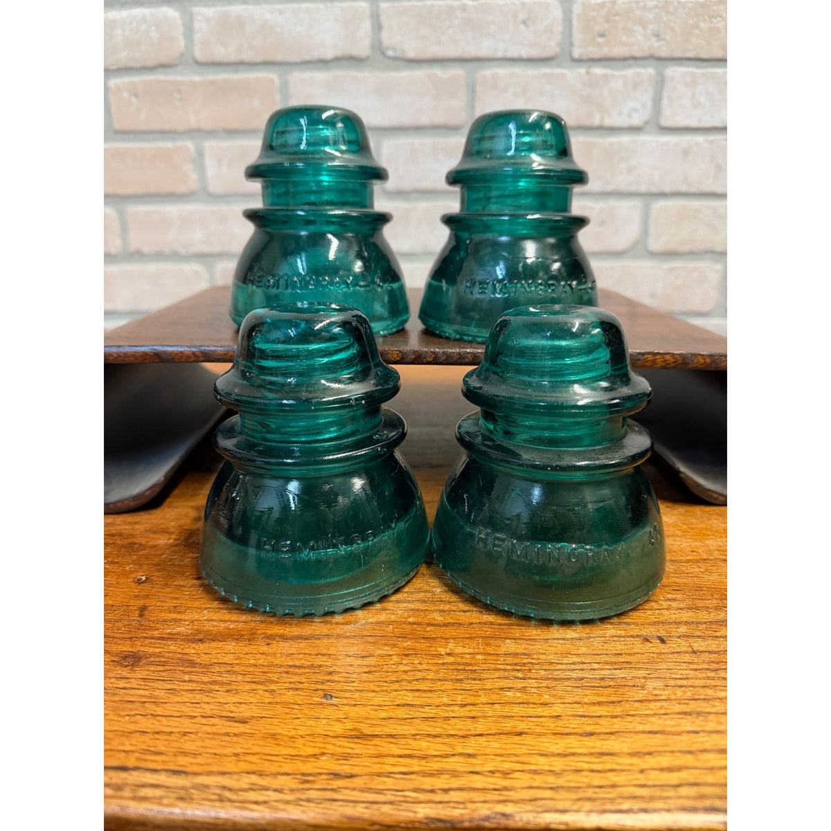 Vintage Aqua Teal Blue Hemingray No. 42 Glass Insulator Set of 4